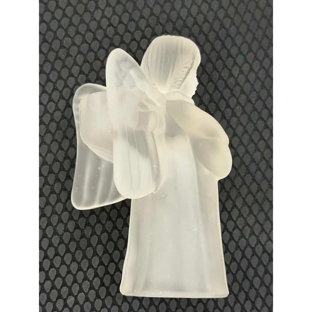 Crystal Caroling Angels Candle Holders Frosted Playing Musical Instruments Set 3